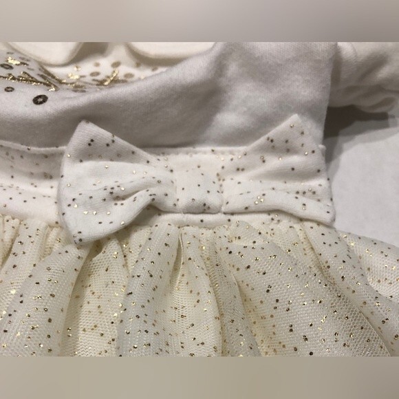Disney Baby Sz 9-12 Mickey Mouse Holiday White Snowflake Bodysuit Tutu Skirt Bow - Picture 3 of 11